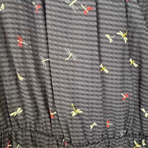 NWT Joie Ruffle Maxi Dress, Puff Sleeves, Tiered Skirt, Dragonfly Print, Sz L - Picture 11 of 15